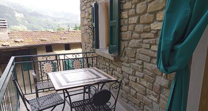 House made of stone and chestnut wood, at the foot of the chestnut grove