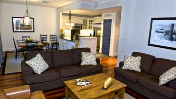 32-inch flat-screen TV with cable channels, TV, DVD player