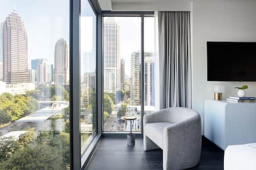 Suite Studio, 1 très grand lit (Panoramic Midtown View) | Draps italiens Frette, literie de qualité supérieure, surmatelas