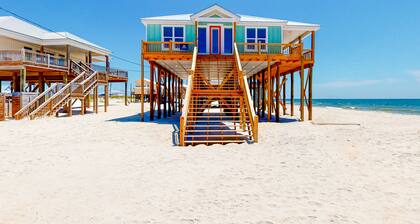 Beautiful beach house with Gulf views, covered deck, central AC, and free WiFi