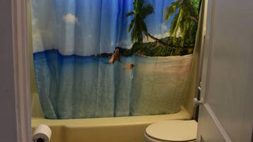 Shower, towels, soap, shampoo