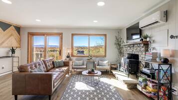 Smart TV, fireplace, video games, books