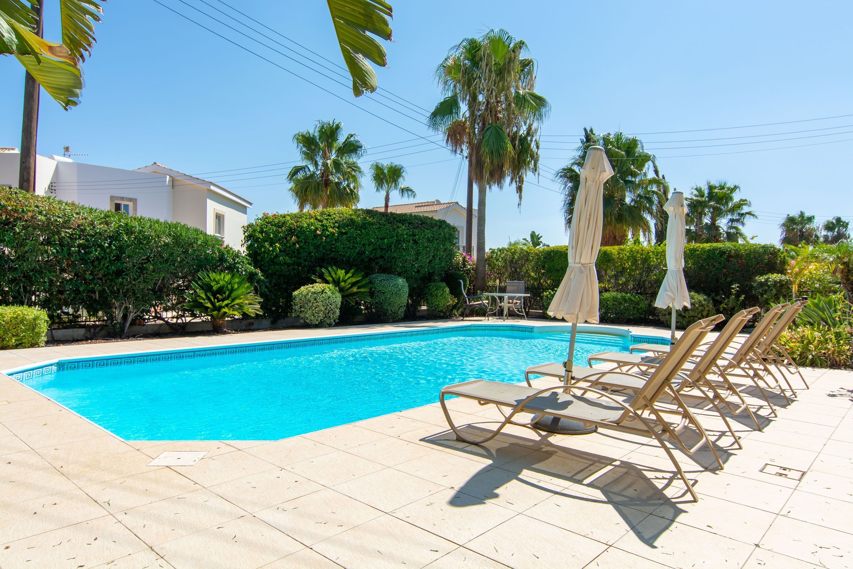 Outdoor pool, sun loungers