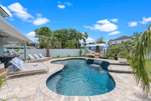 Chic Home with Retro Airstream + Heated Pool