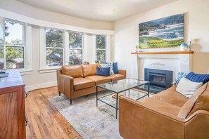 Télévision, cheminée, espaces bureaux