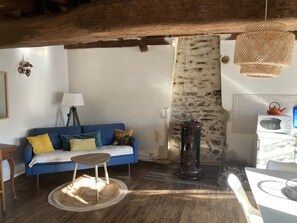 Smart TV y chimenea 