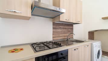 Fridge, oven, stovetop, cookware/dishes/utensils