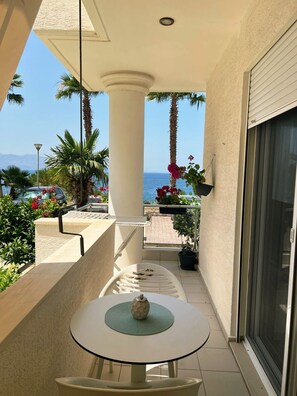 Apartment, Balcony, Garden View | Balcony - Beachfront Sion Sarande Apartment B (Sarandë)