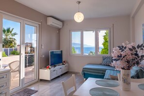 Apartment, Balcony, Garden View | Living area - Beachfront Sion Sarande Apartment B (Sarandë)