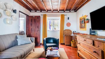 Resortwoning, 3 slaapkamers | Woonruimte | Een televisie en een open haard