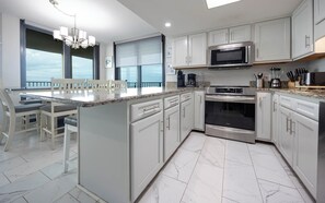 Fridge, microwave, oven, dishwasher