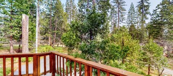 Cozy cabin with large deck, grill, fast WiFi, central AC, & wood-burning stove