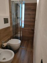 Ducha, secador de pelo, bidet, toallas
