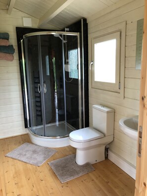 Shower, hair dryer, towels, soap - Lovely cabin with country views in popular Somerset village. (Taunton)