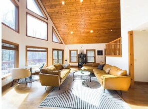 Smart TV, fireplace, video games, books