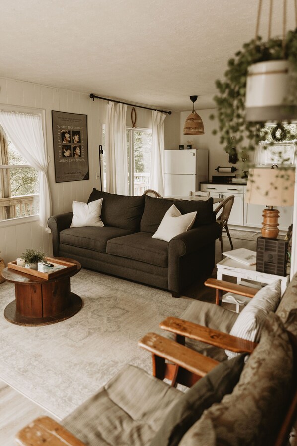 Smart TV, fireplace, Hulu, streaming services