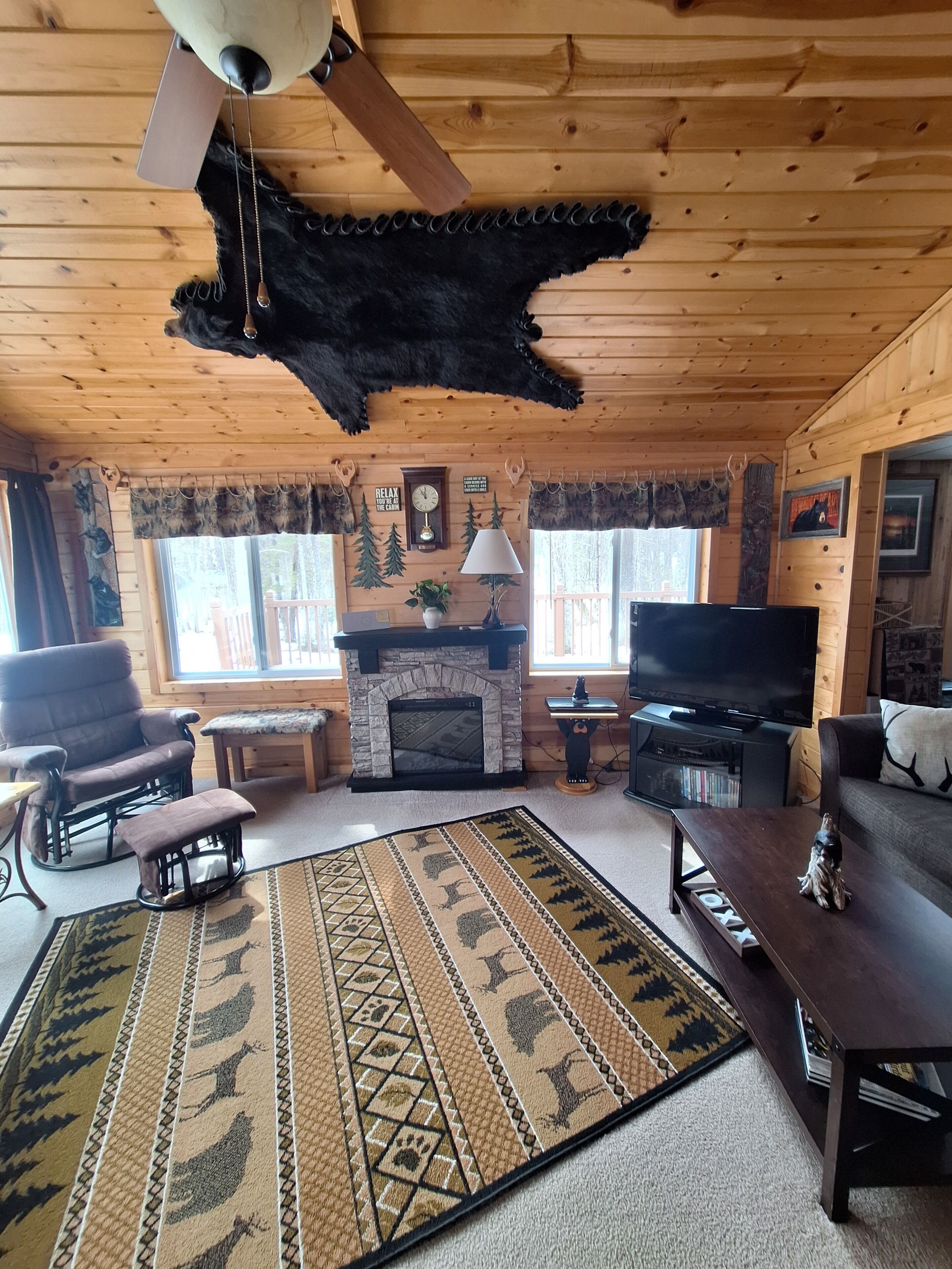 TV, DVD player, books, video library