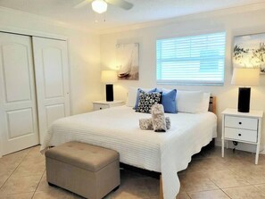 2 bedrooms, desk, iron/ironing board, travel crib