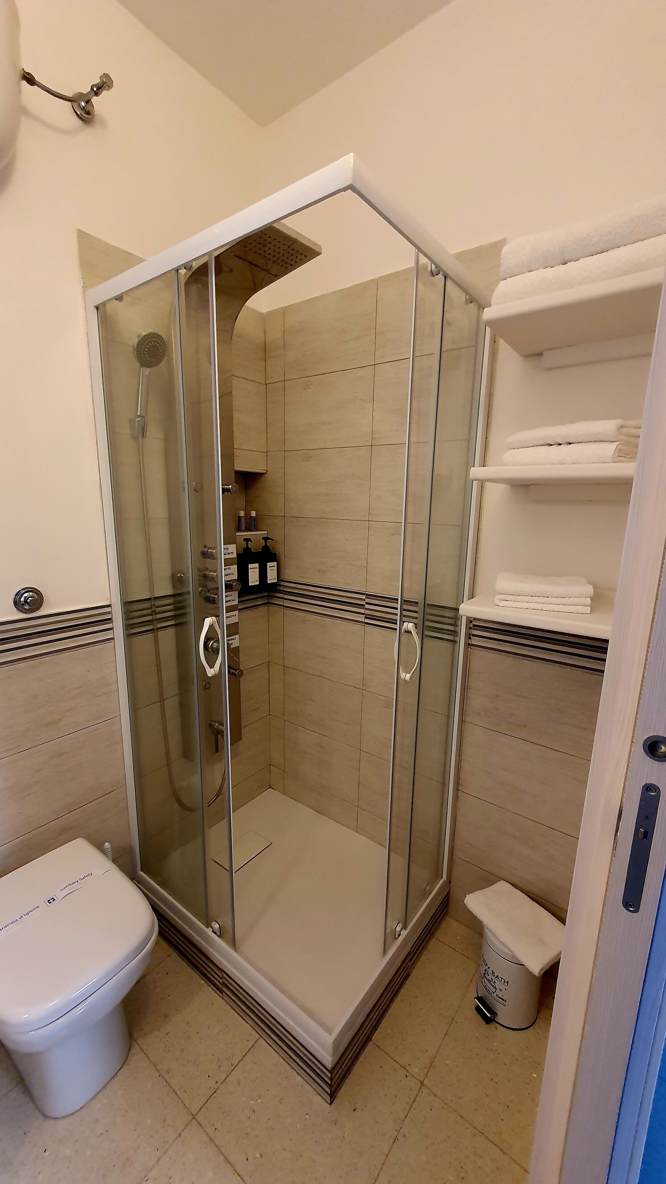 Shower, hair dryer, bathrobes, bidet