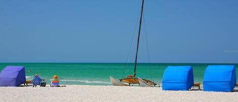 Sun-loungers, beach towels