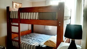 3 bedrooms, desk, iron/ironing board, travel cot