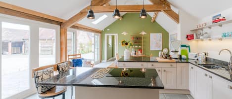 Frigorífico, microondas, horno y placa de cocina