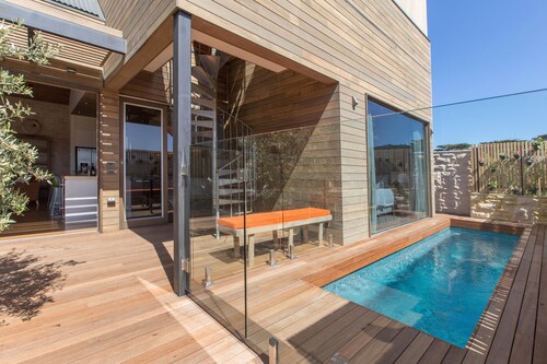 Five bed stunning beach house, with pool, best family location (sleeps10)