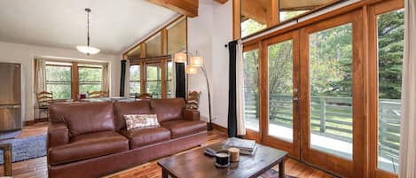 Smart TV, fireplace, DVD player, books