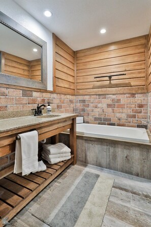Bathtub, hair dryer, towels