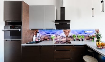 Design Apartment | Private kitchen | Fridge, microwave, oven, stovetop