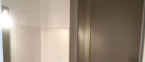 Shower, hair dryer, toilet paper