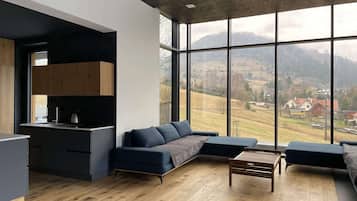 Smart TV, caminetto, tavolo da calcetto, tavolo da ping pong