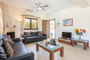 Televisión, chimenea, reproductor de DVD y tenis de mesa 