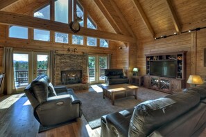 Smart TV, fireplace, foosball, table tennis