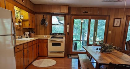Backyard creek, screened porch