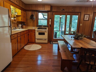Backyard creek, screened porch