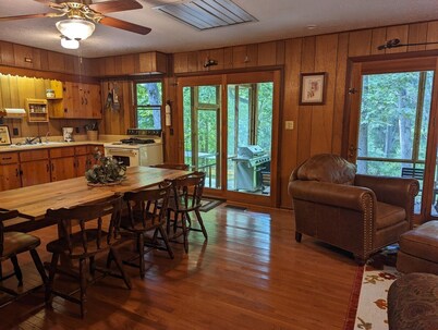 Backyard creek, screened porch