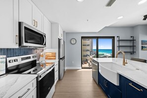 Fridge, microwave, oven, stovetop - Origin 0604 - One Bedroom - Stunning Gulf Views (Panama City Beach)
