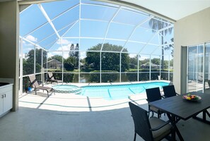 Outdoor pool, a heated pool - Luxurious Home in University Park Country Club. Min stay requirement 90 days. (Bradenton)