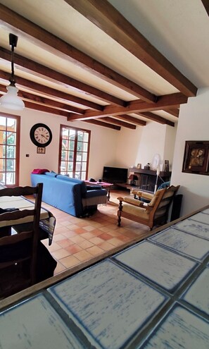 TV, fireplace, DVD player, ping pong