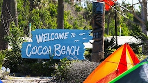 A welcome sign at Cocoa Beach. - 1BR Cocoa Beach Home - 1 Min to Beach! (Cocoa Beach)