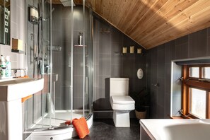 Bathtub, hair dryer, towels