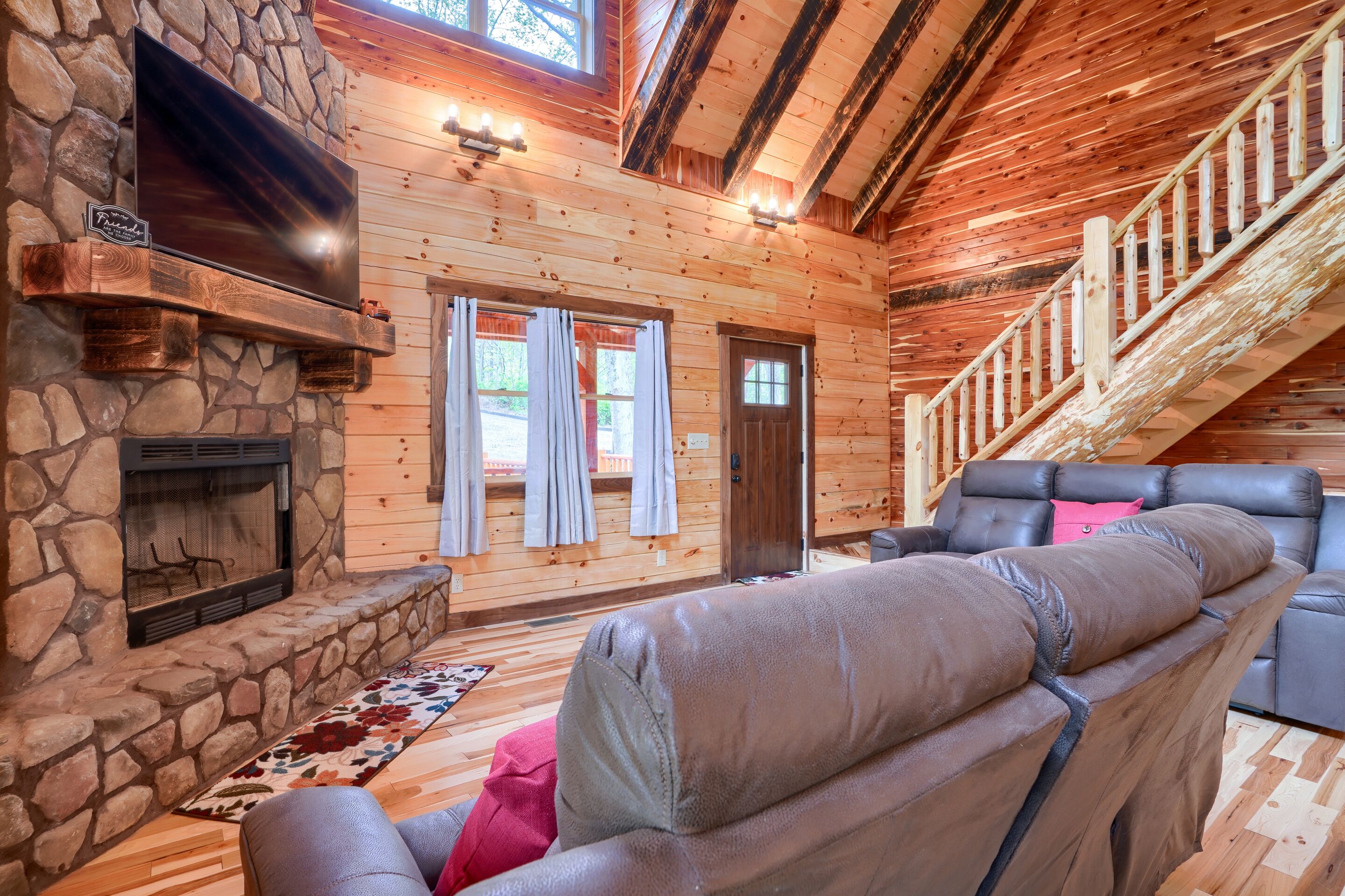 TV, fireplace, DVD player, stereo