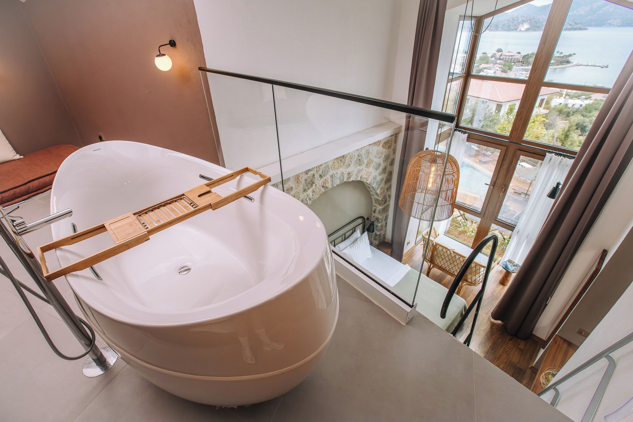 loft room with bathtub - sea view | premium bedding, minibar, free wifi, bed sheets