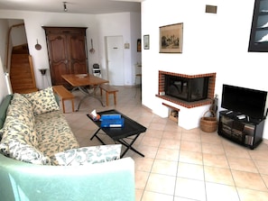TV, fireplace, DVD player