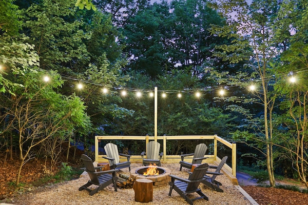 Roast marshmallows, tell stories and make memories around the fire pit.