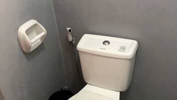 Regadera, amenidades de baño ecológicas, bidet, toallas
