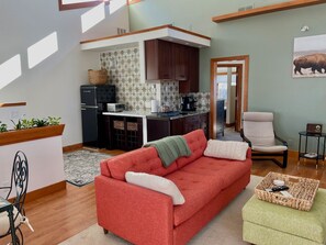 TV connectée, cheminée, livres