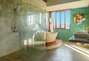 Villa, 4 Bedrooms, Private Pool | Bathroom | Rainfall showerhead, free toiletries, hair dryer, towels