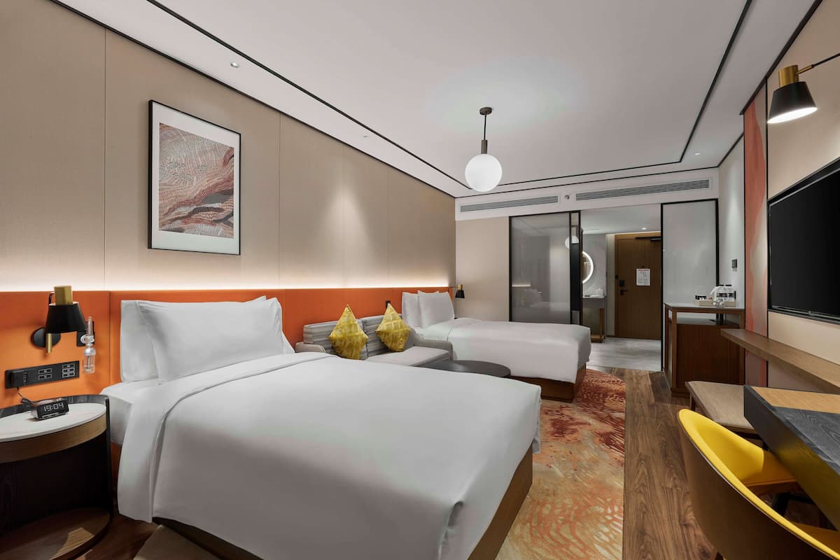 Premium bedding, down comforters, memory foam beds, in-room safe